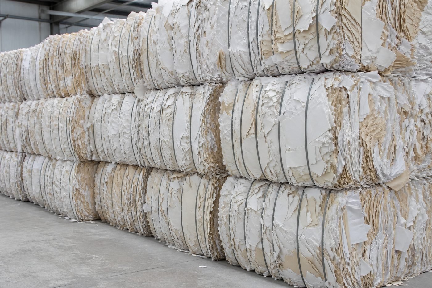 Sorted office paper bales